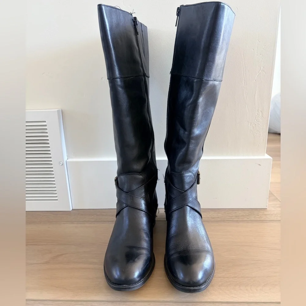 Lauren Ralph Lauren Maryann Black Leather Riding Boots